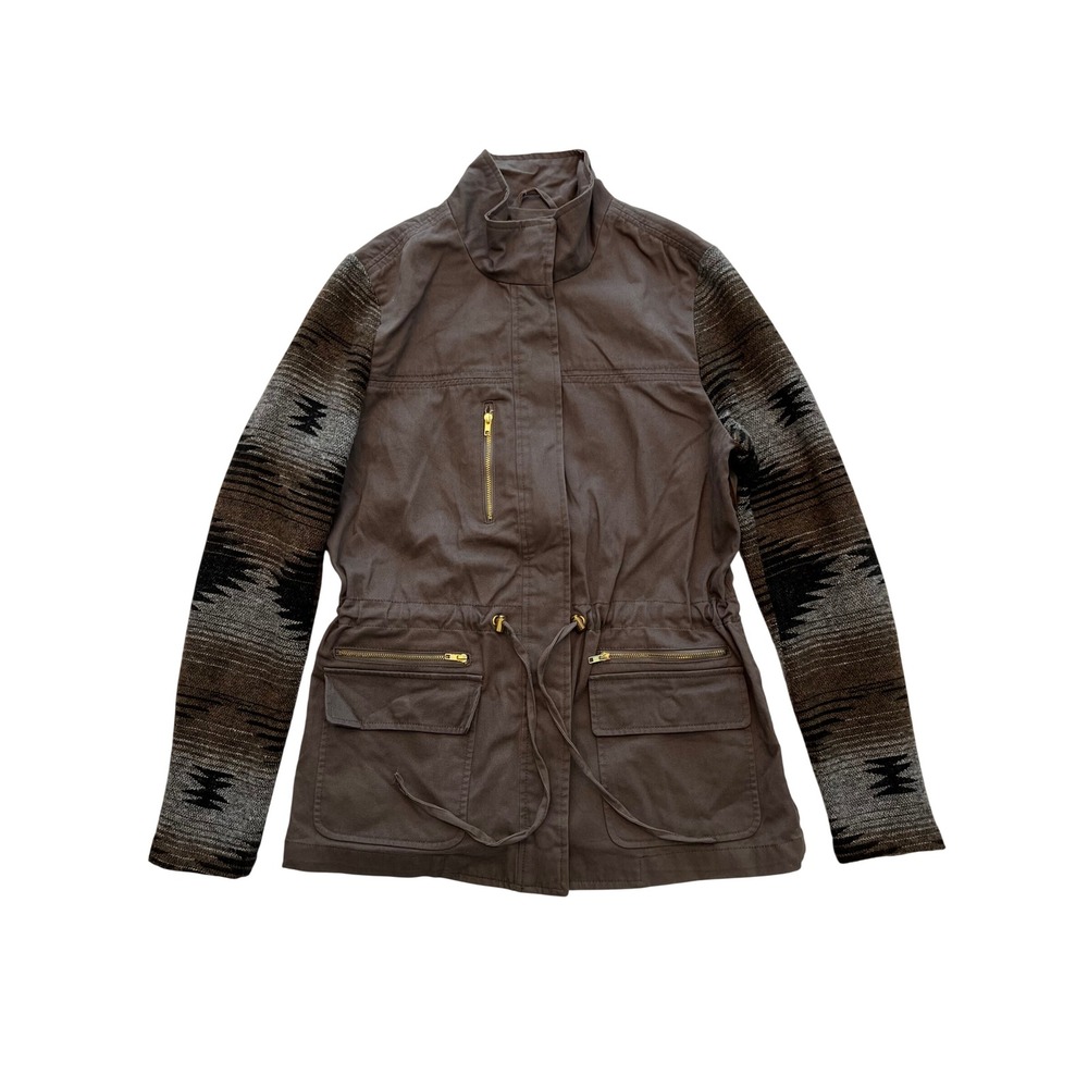 Forever 21 Taupe Brown Utility Jacket Southwestern Sleeves Utility Jacket Size S